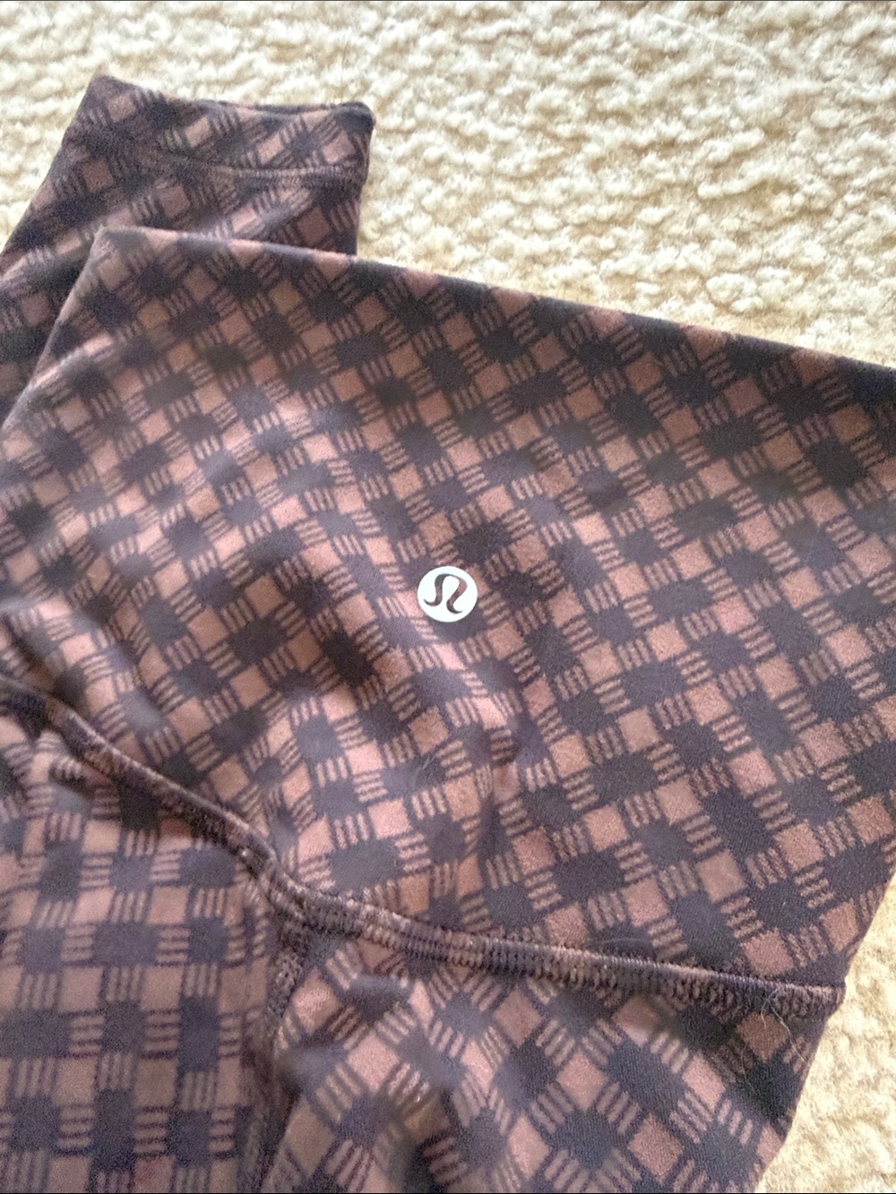 Patterned High-Waist Leggings - Brown Plaid - Picture 2 of 2